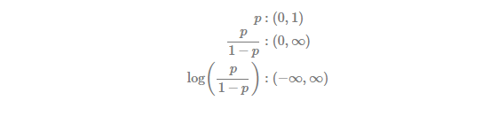 we need the following logit transformation which converts 0~1 binary variable to −∞~∞ real number.