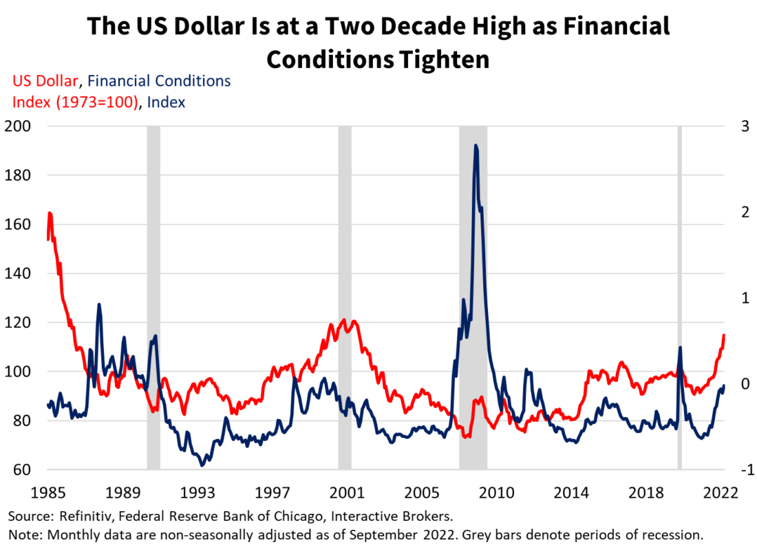 The US dollar is at a two decade high as financial conditions tighten