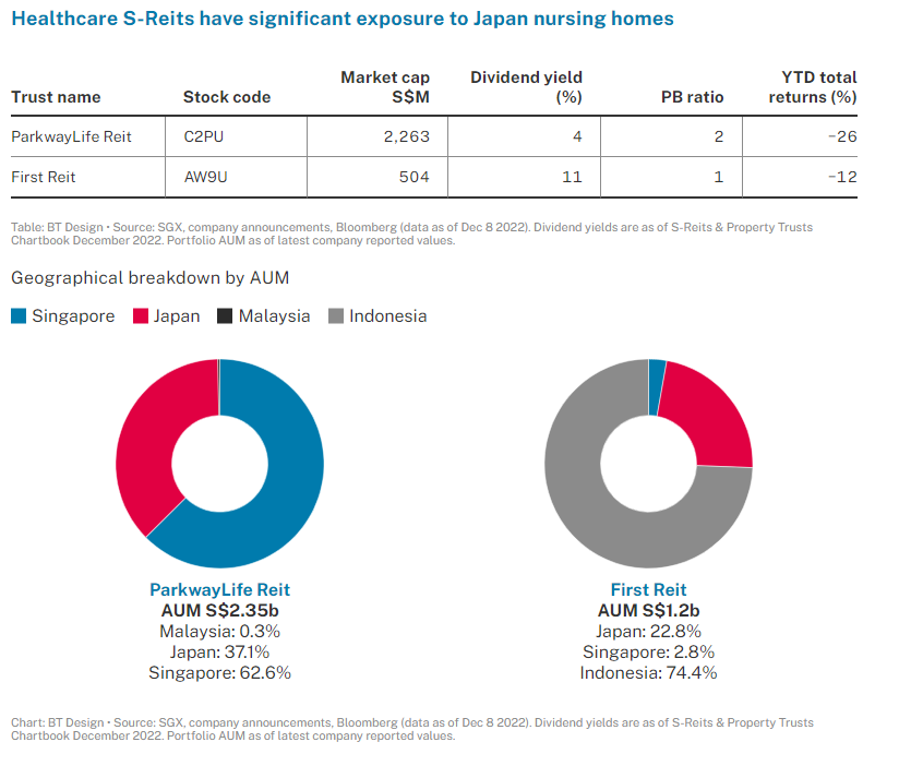 Healthcare S-Reits have significant exposure to Japan nursing homes
