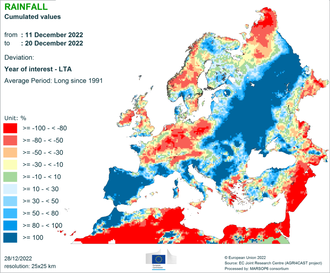 Rainfall in Europe