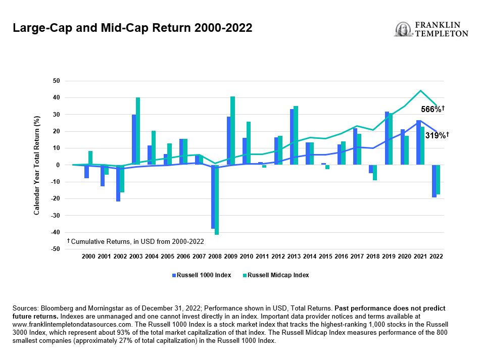 large-cap and mid-cap return 2000-2022