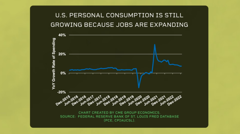 US personal consumption is still growing because jobs are expanding