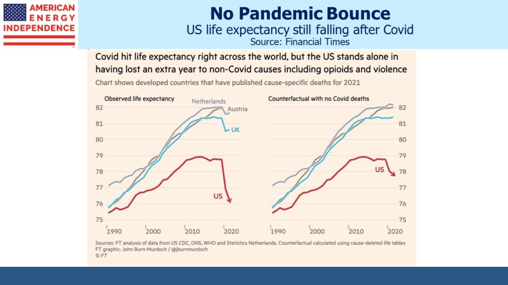 US life expectancy still falling after Covid