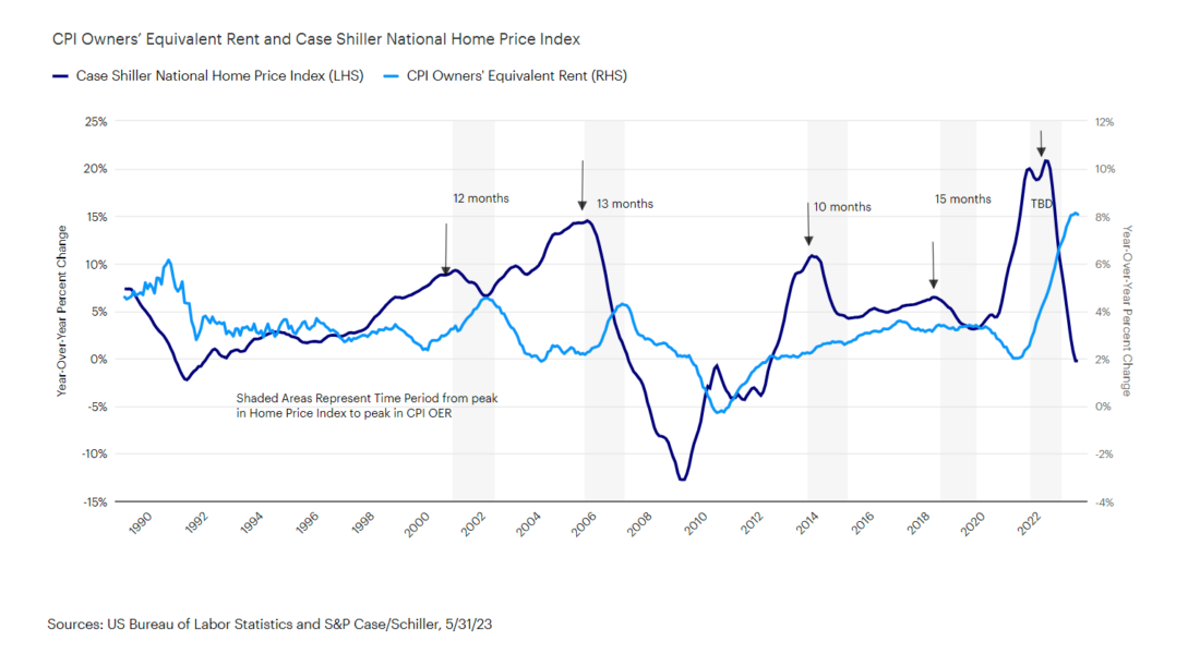 CPI Owners' Equivalent Rend and Case Shiller National Home Price Index