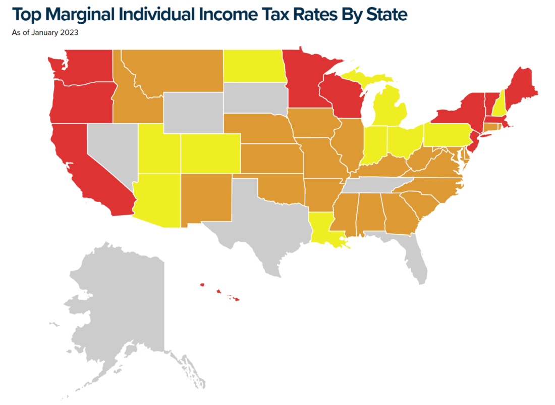 Top Marginal Individual Income Tax Rates By State