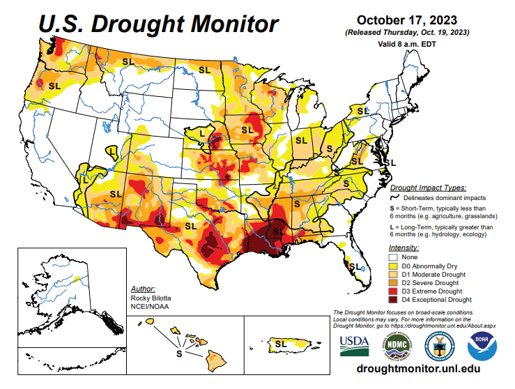 US  Drought Monitor October 17, 2023