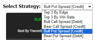 To help us quickly find option put spread opportunities for TSLA, select bull put spreads from the dropdown menu using the MarketChameleon "Trade Idea" Tool.
